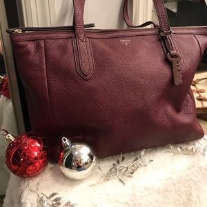 Fossil Sydney Shopper Raisen/Burgundy Shopper!